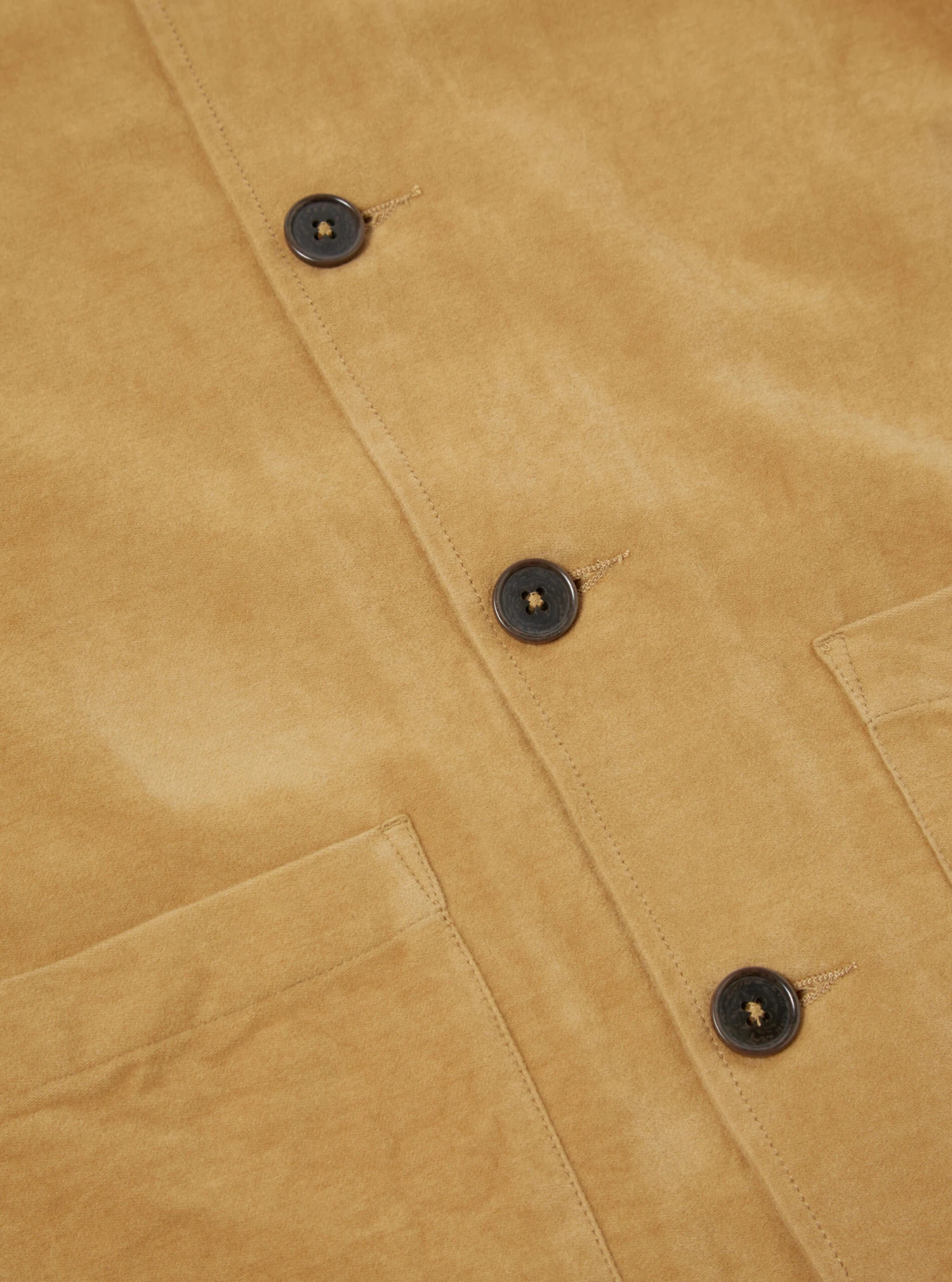Universal Works Easy Overshirt In Camel Lightweight Moleskin - Image 5