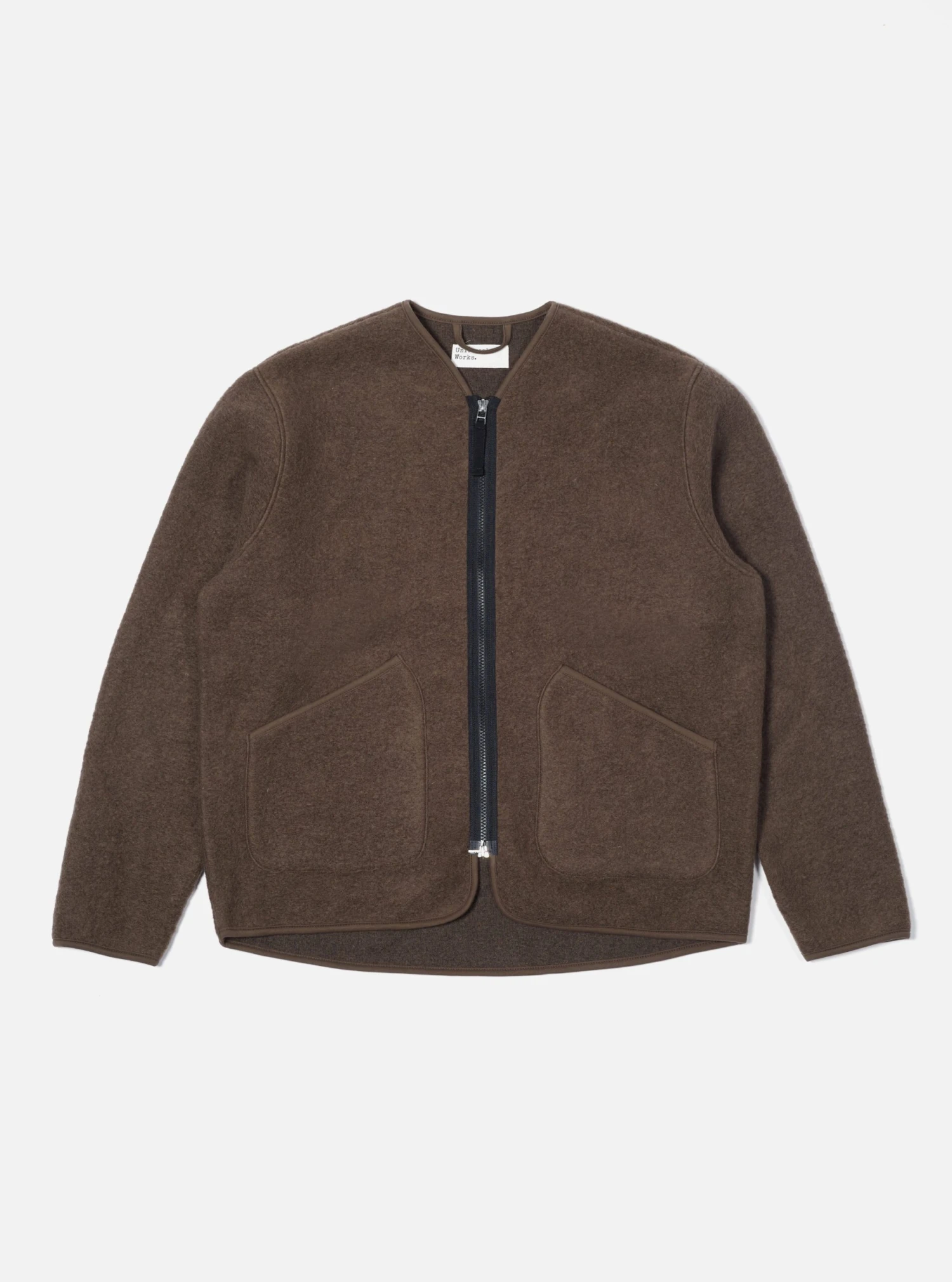 Universal Works Zip Liner Jacket In Brown Wool Fleece