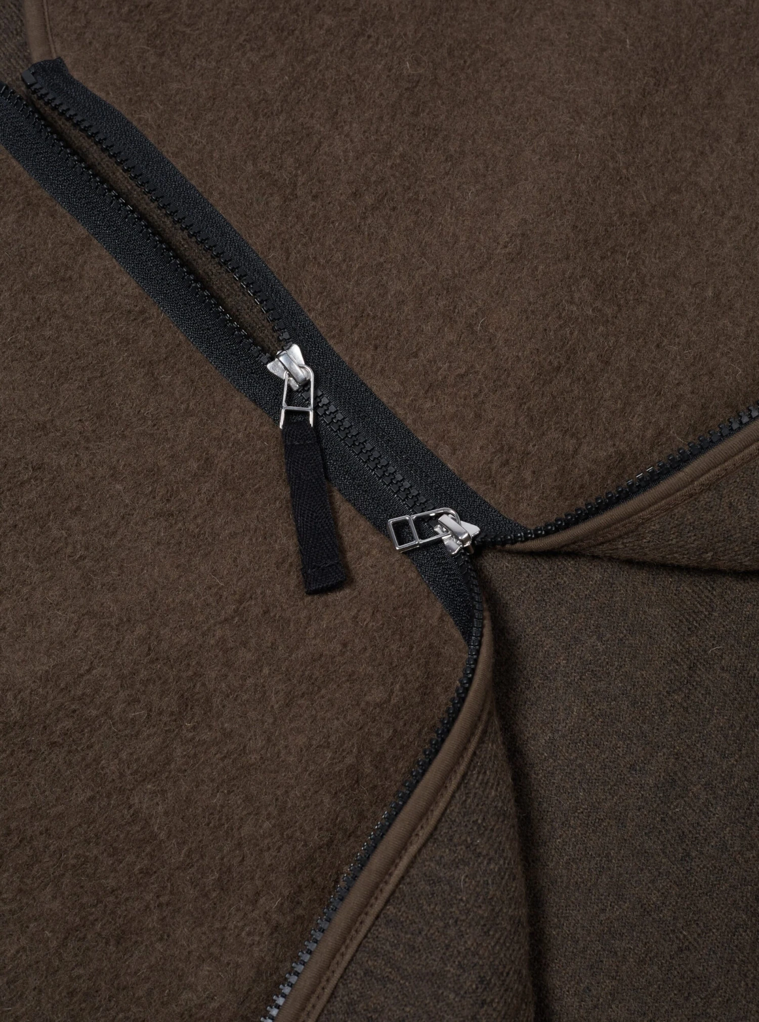 Universal Works Zip Liner Jacket In Brown Wool Fleece - Image 4