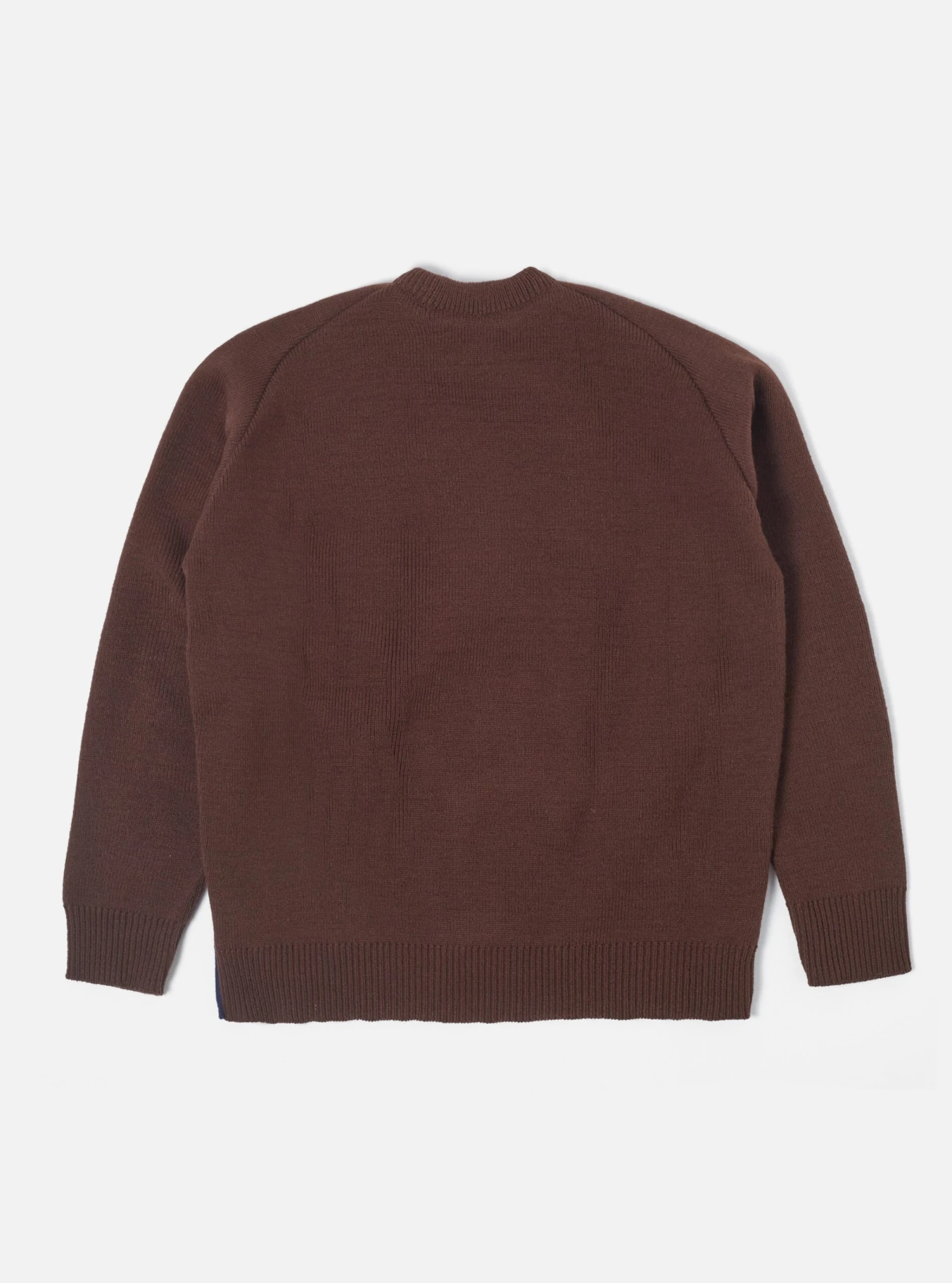 Universal Works Loose Pocket Crew In Brown/Navy Scottish Knit - Image 2
