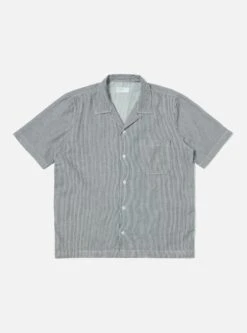 Universal Works Road Shirt In Indigo Hickory Shirting