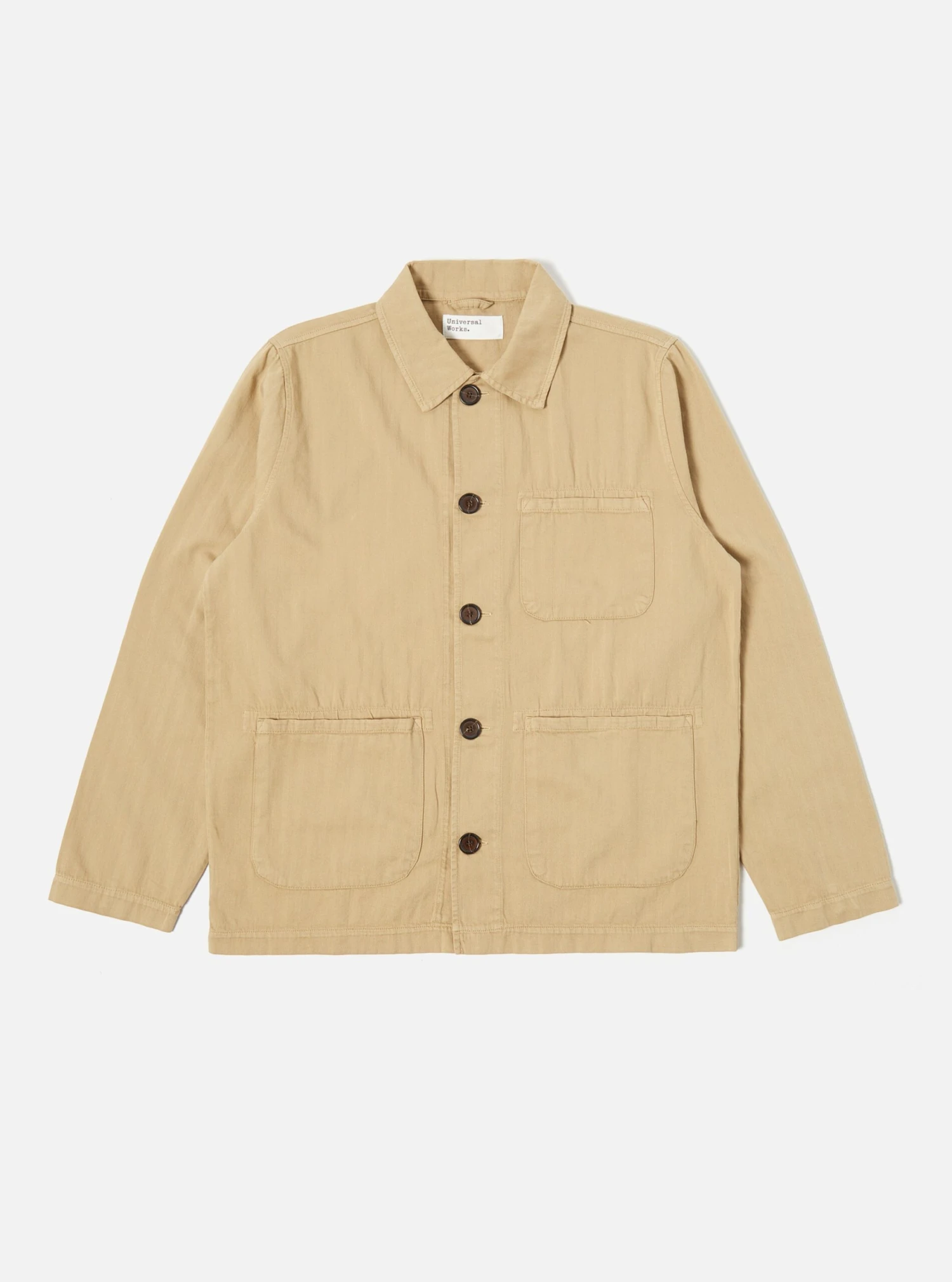 Universal Works Field Jacket In Sand Italian Herringbone Cotton
