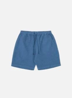 Universal Works Beach Short In Faded Blue Japanese Waffle