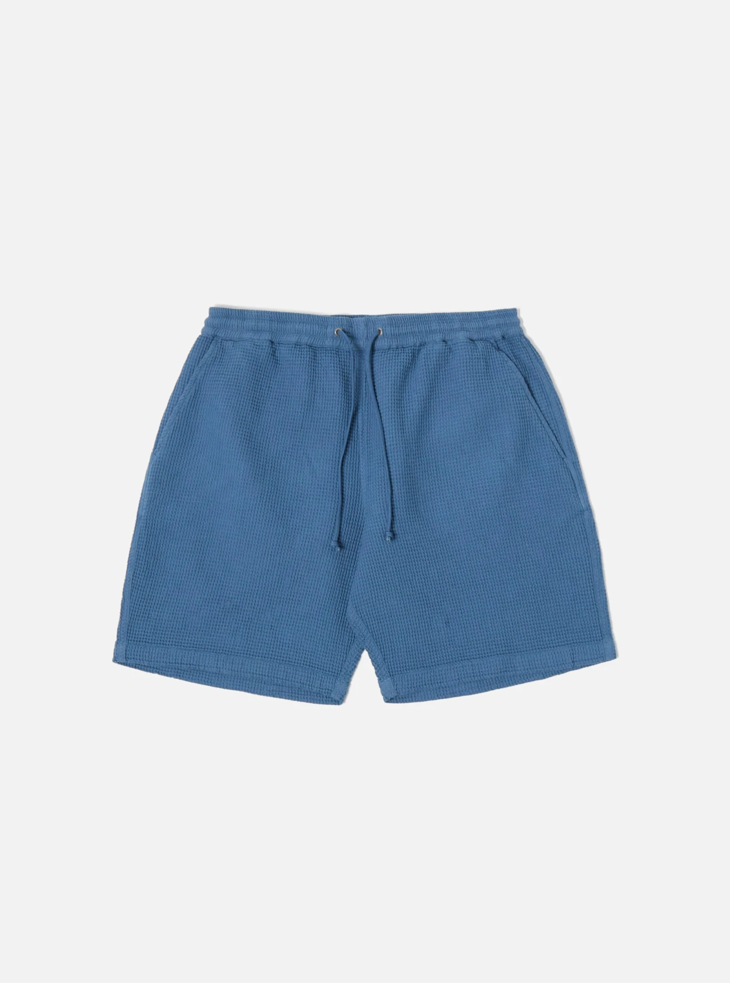 Universal Works Beach Short In Faded Blue Japanese Waffle
