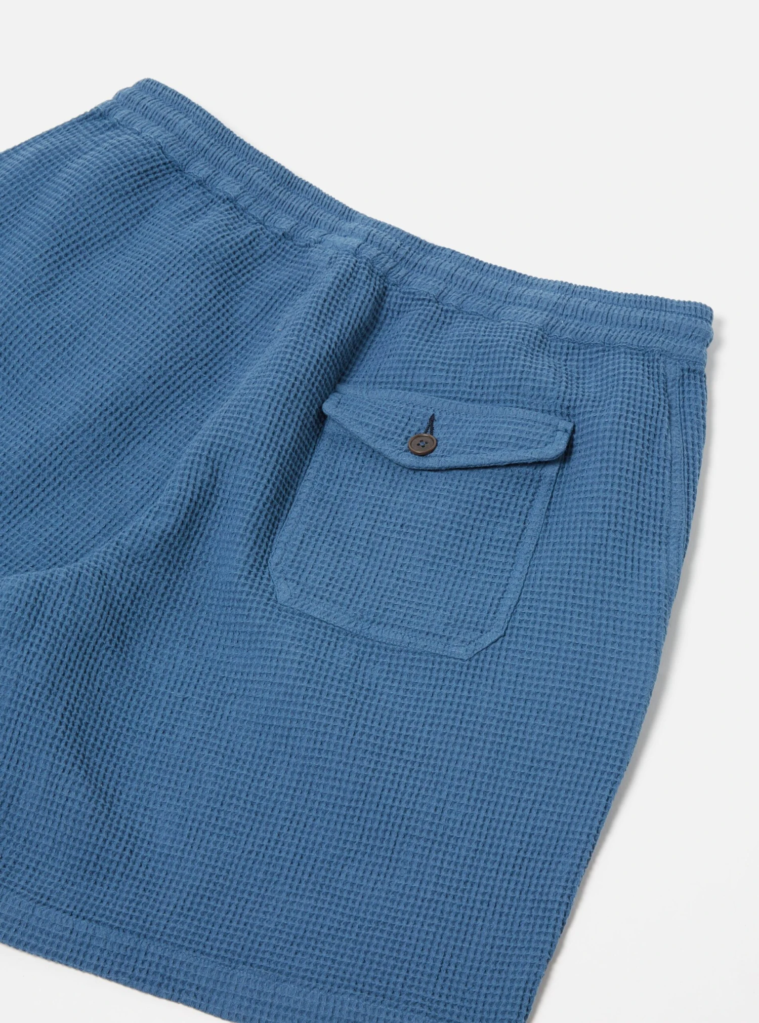 Universal Works Beach Short In Faded Blue Japanese Waffle - Image 4