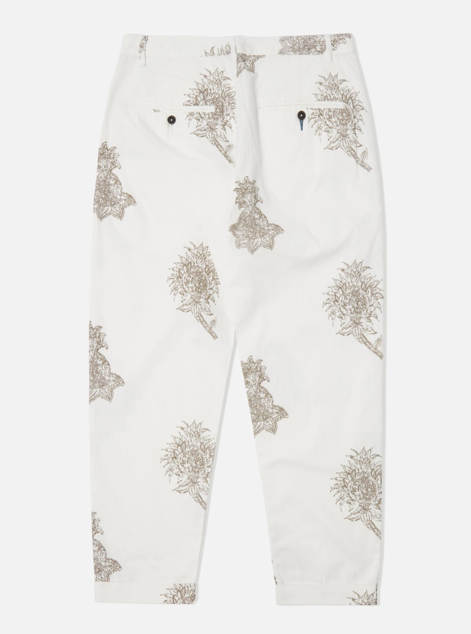 Universal Works RB Chino In Ecru Block Flower Twill - Image 2