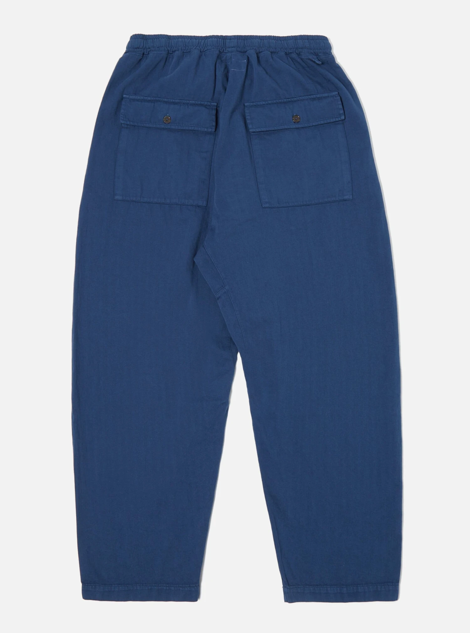 Universal Works Braga Pant In Washed Navy Italian Herringbone Cotton - Image 2