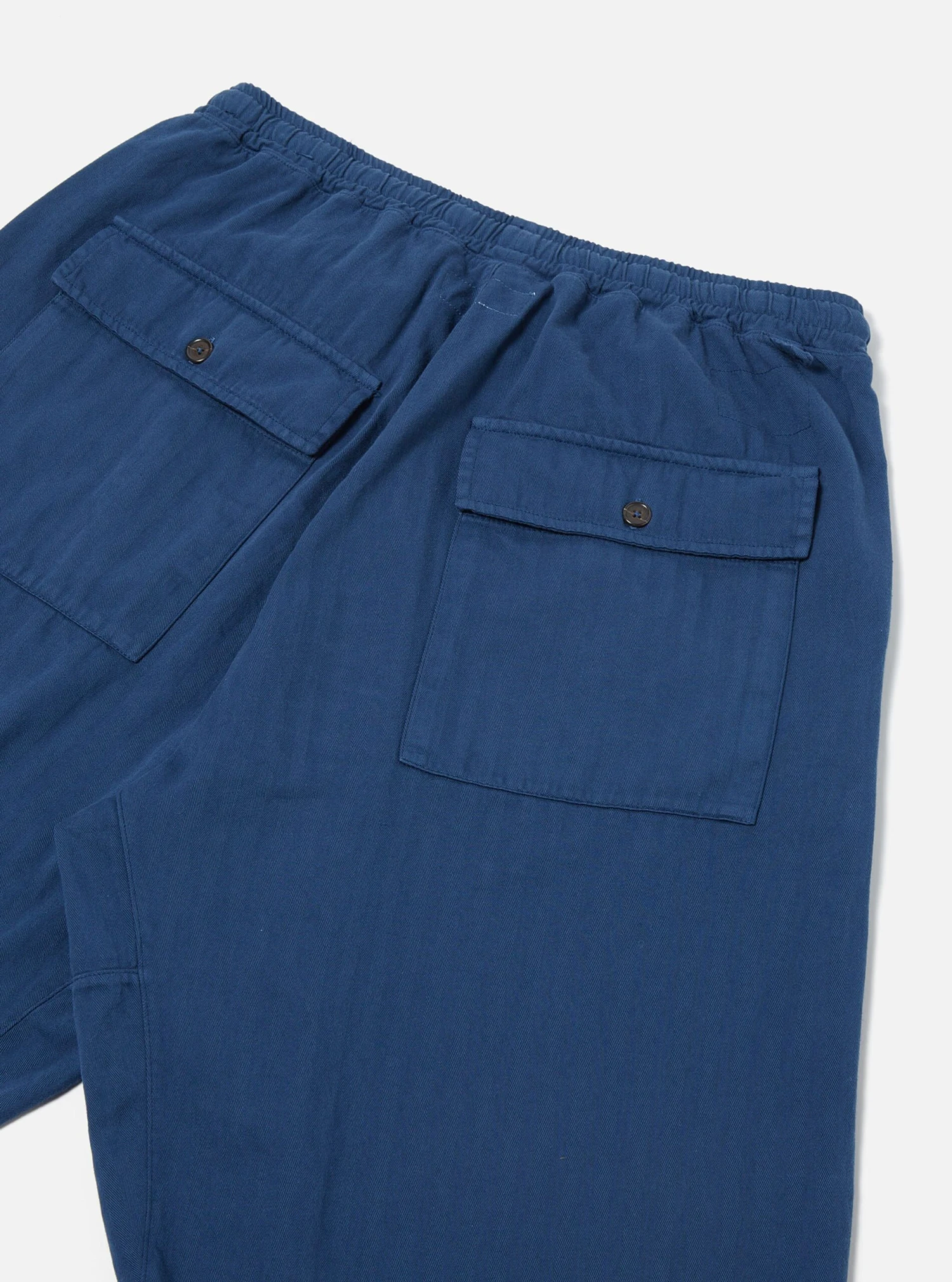 Universal Works Braga Pant In Washed Navy Italian Herringbone Cotton - Image 4