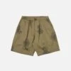 Universal Works Pleated Track Short In Olive Block Flower Twill