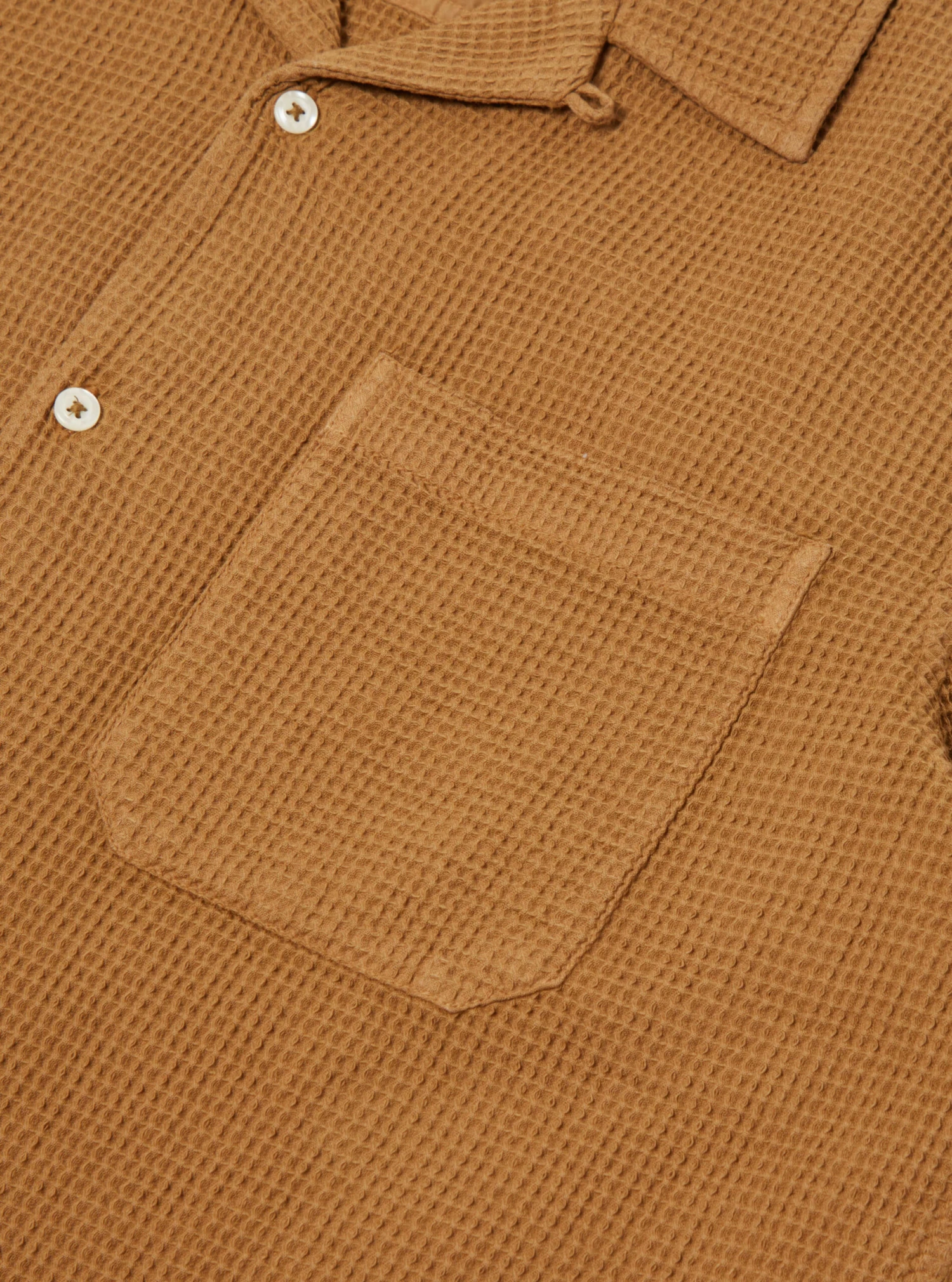 Universal Works Camp Shirt In Bronze Japanese Waffle - Image 4