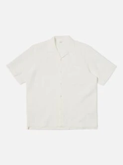 Universal Works Camp Shirt In Ecru Japanese Waffle