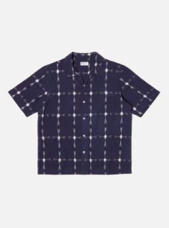 Universal Works Road Shirt In Indigo Indian Ikat
