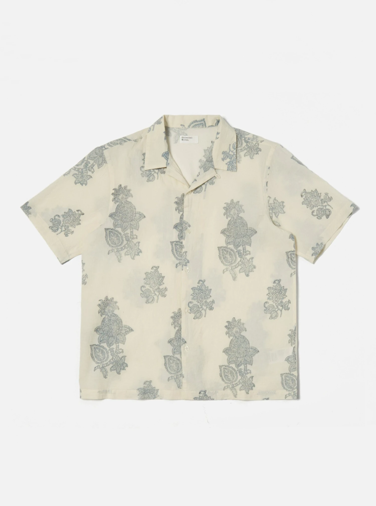 Universal Works Road Trip Shirt In Ecru Block Flower