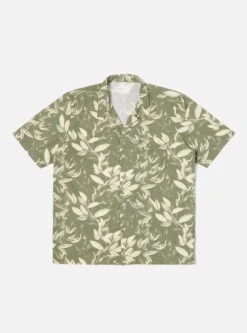 Universal Works Road Shirt In Olive Organic Jungle Print