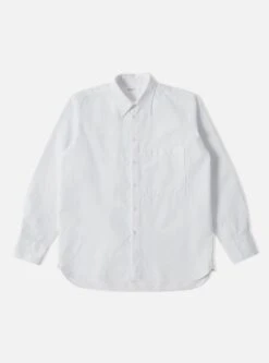 Universal Works Square Pocket Shirt In White Barca Waffle Cotton