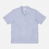 Universal Works Overhead Shirt In Navy/White Poplin Stripe