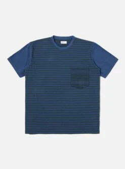 Universal Works Mixed Tee In Navy O/D Dead Stock Jersey