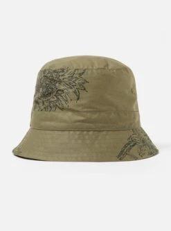 Universal Works Bucket Hat In Olive Block Flower Twill