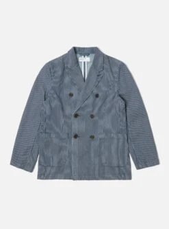 Universal Works Manor Jacket In Indigo Hickory Stripe Denim