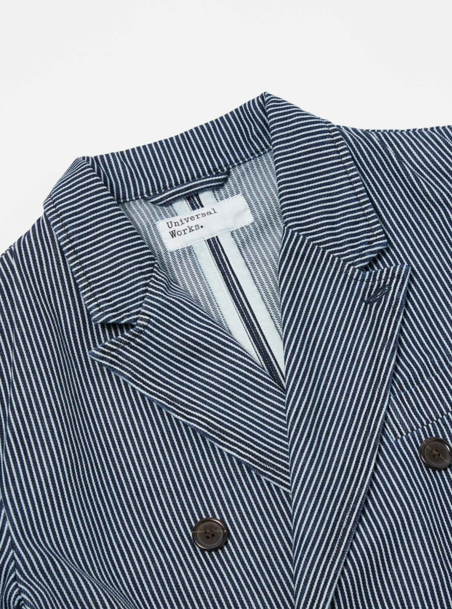 Universal Works Manor Jacket In Indigo Hickory Stripe Denim - Image 4