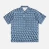 Universal Works Pullover S/S Shirt In Indigo Hand Block Dot Print