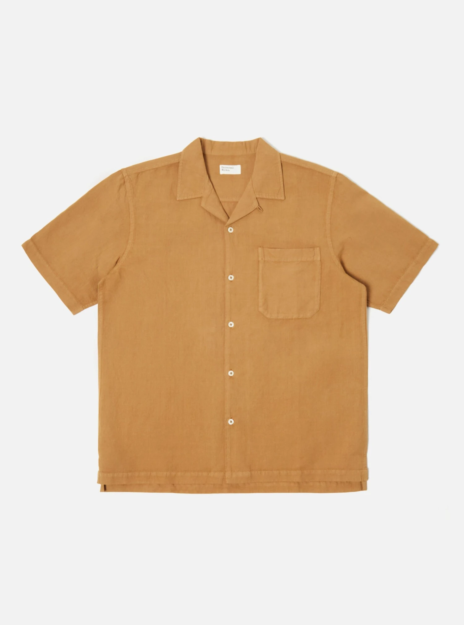 Universal Works Camp Shirt In Bronze Hemp Cotton Shirting