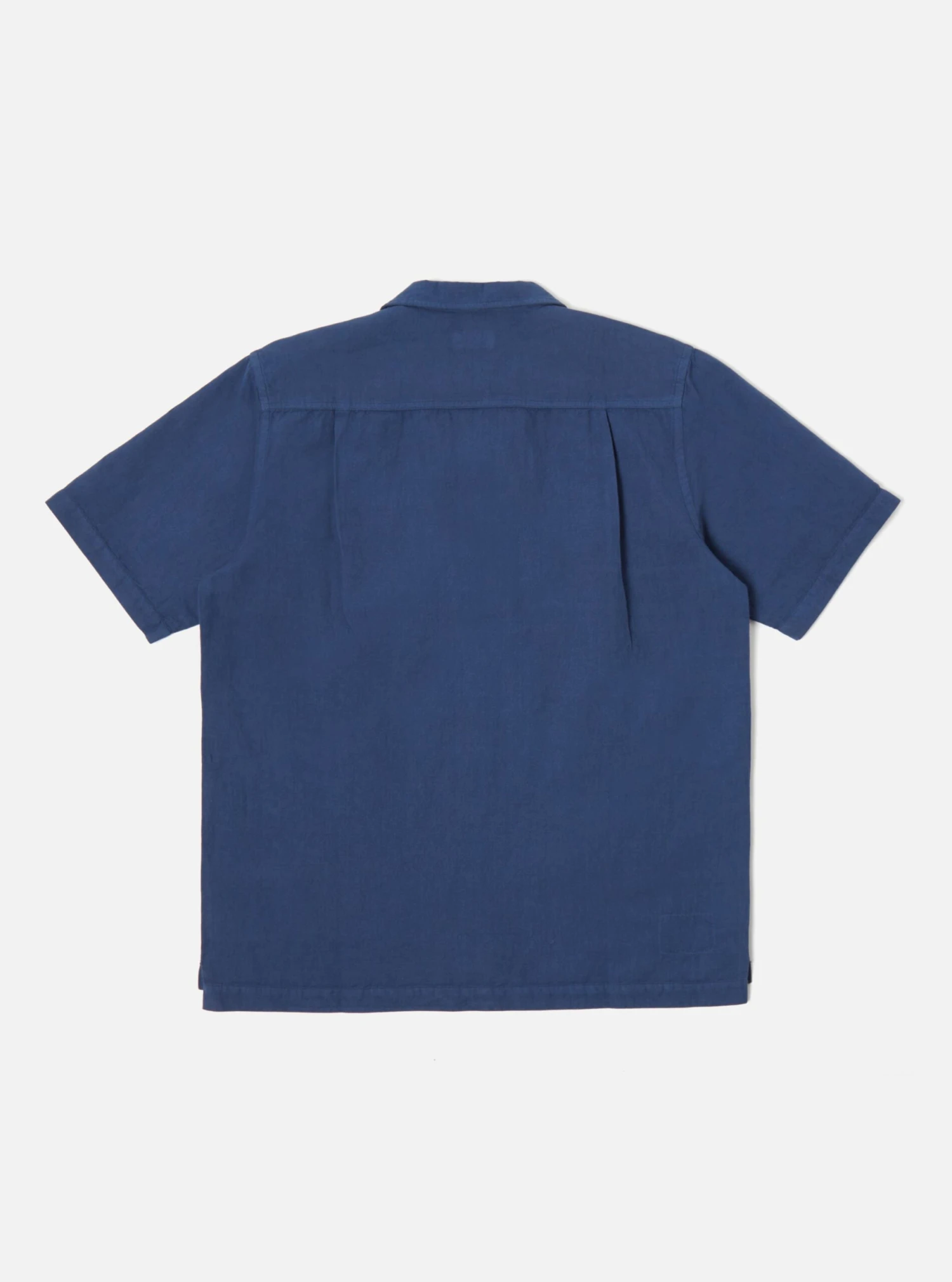 Universal Works Camp Shirt In Washed Navy Hemp Cotton Shirting - Image 2