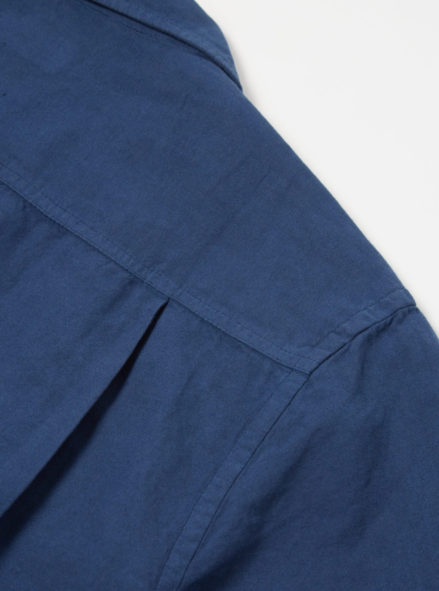 Universal Works Camp Shirt In Washed Navy Hemp Cotton Shirting - Image 5