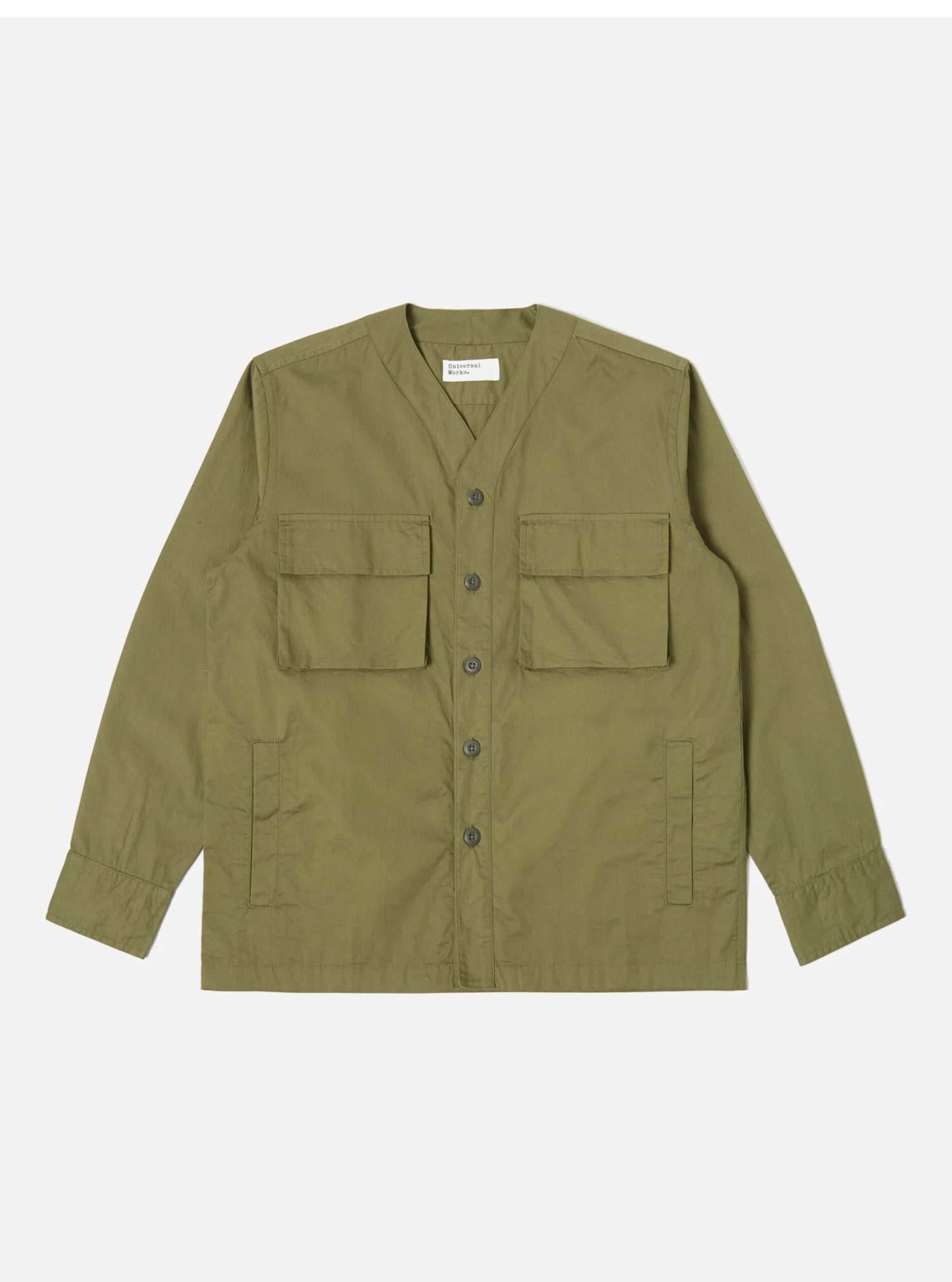 Universal Works Parachute Shirt In Olive Fine Twill