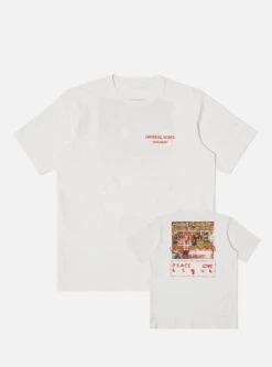 Universal Works Print Tee In Ecru Fruit Juice Jersey