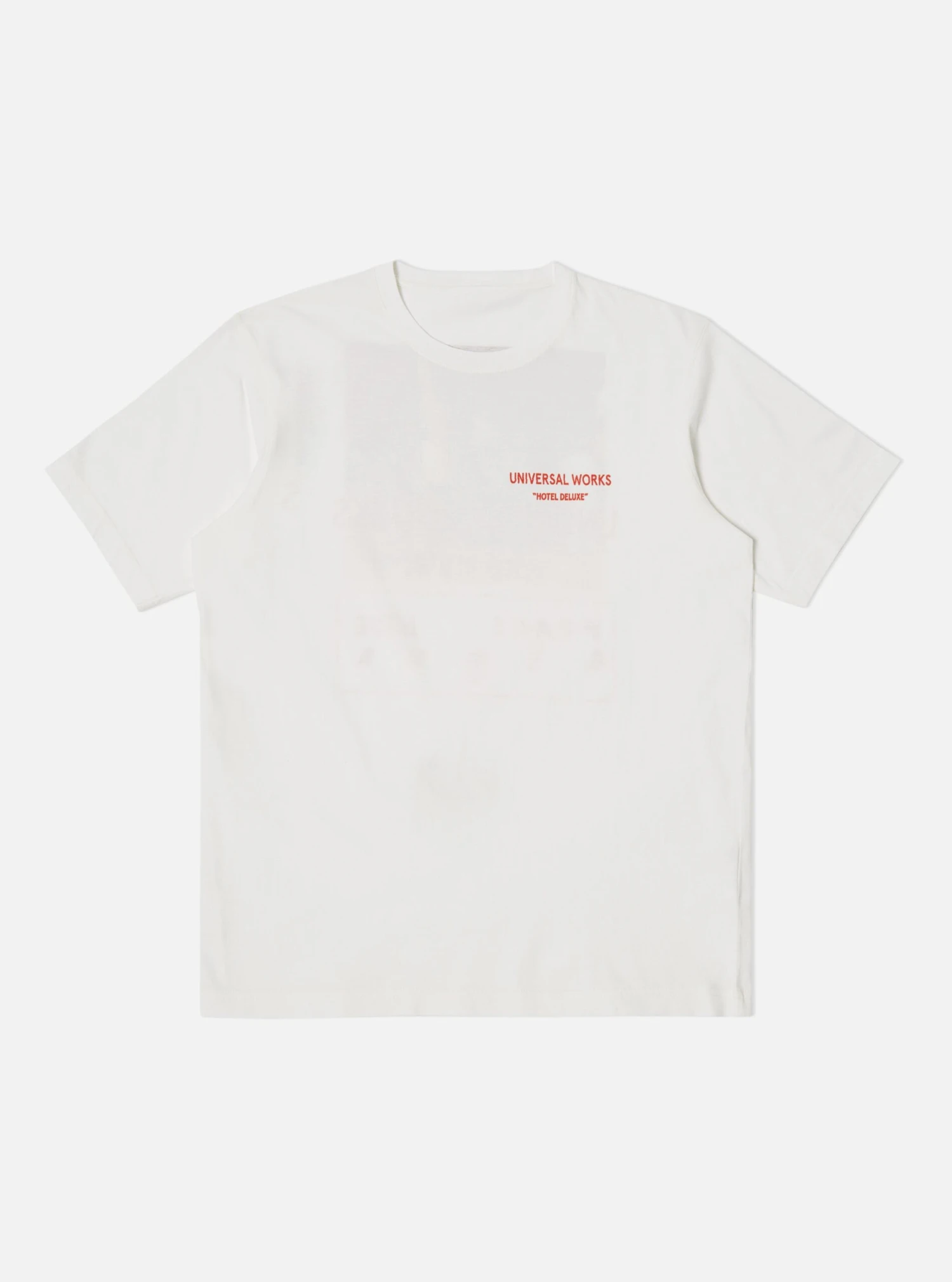 Universal Works Print Tee In Ecru Temple Jersey - Image 3