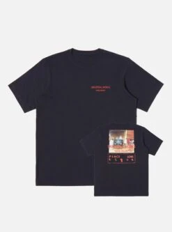 Universal Works Print Tee In Navy Temple Jersey