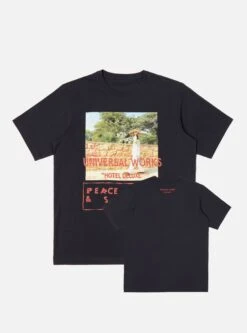 Universal Works Print Tee In Navy Chaat Jersey