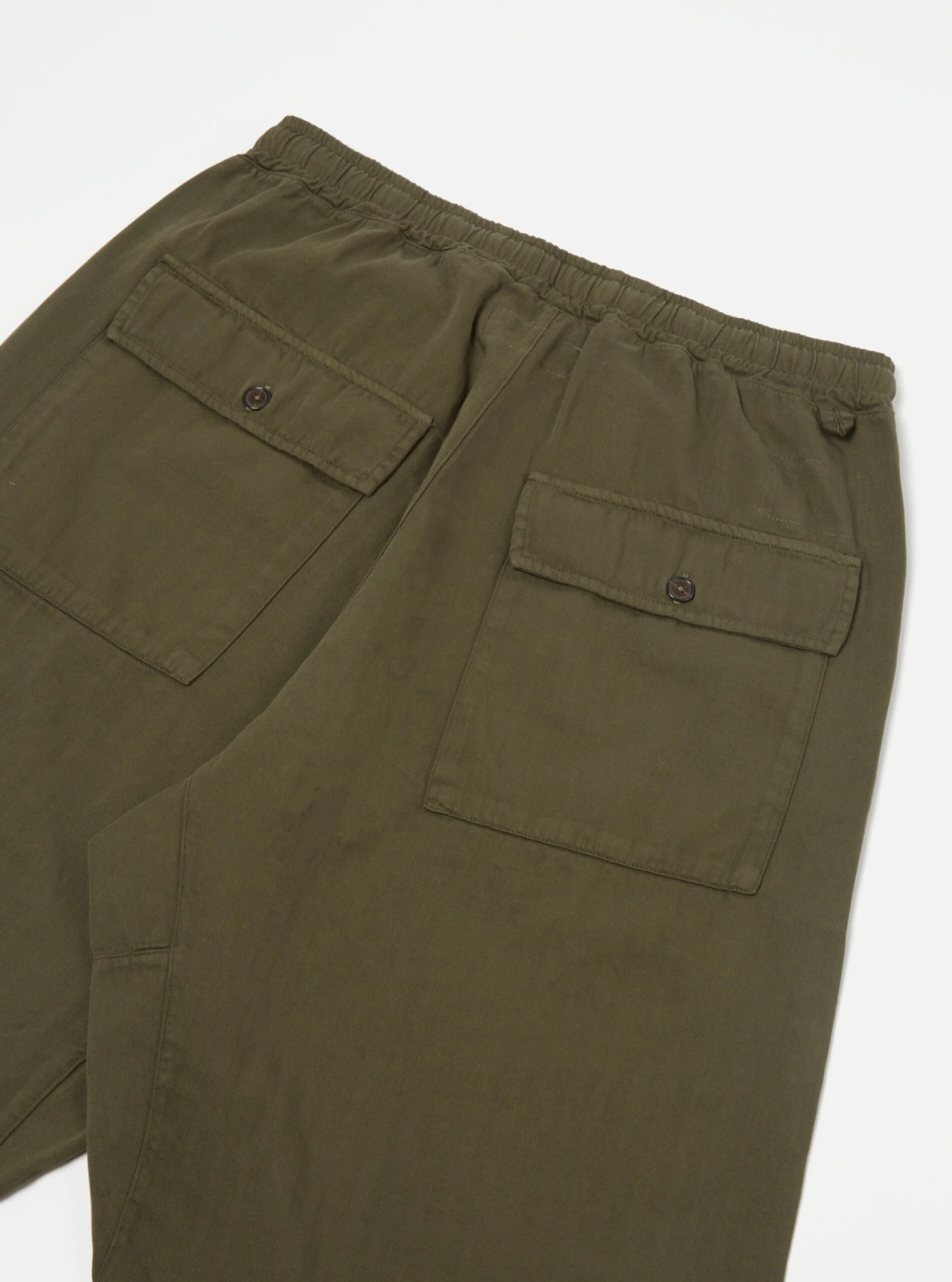 Universal Works Braga Pant II In Olive Italian Herringbone Cotton - Image 4