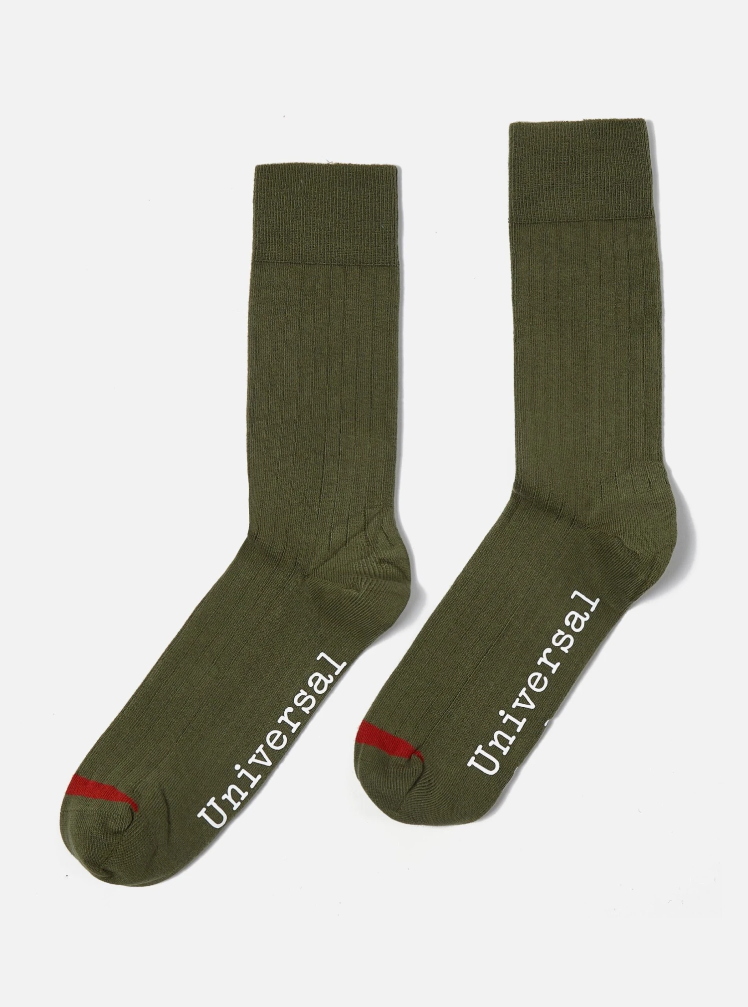 Universal Works 3 Pack Modal Sock In Ecru/Grey/Green Rib Knit - Image 3