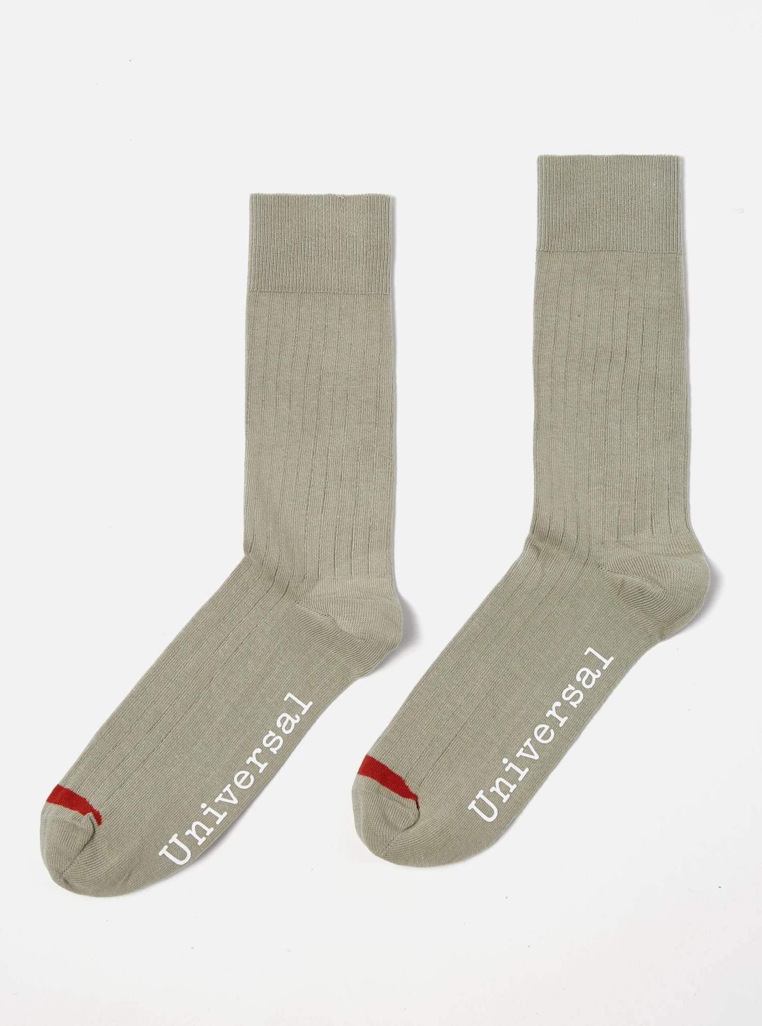 Universal Works 3 Pack Modal Sock In Ecru/Grey/Green Rib Knit - Image 5