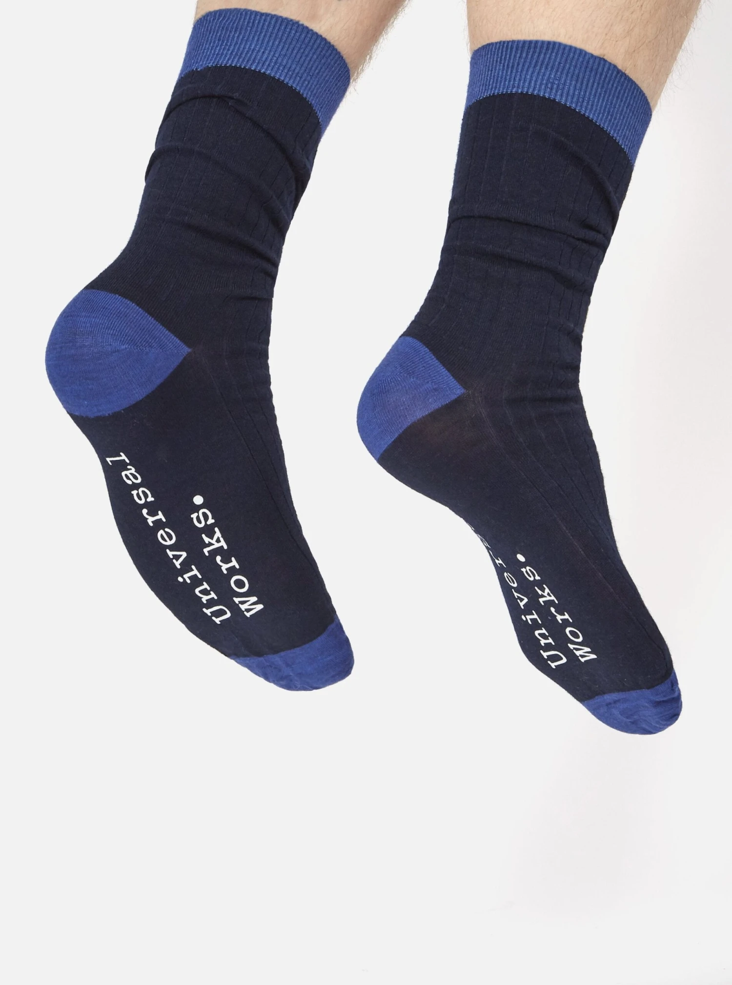 Universal Works Merino Classic Sock In Navy Merino - Image 3