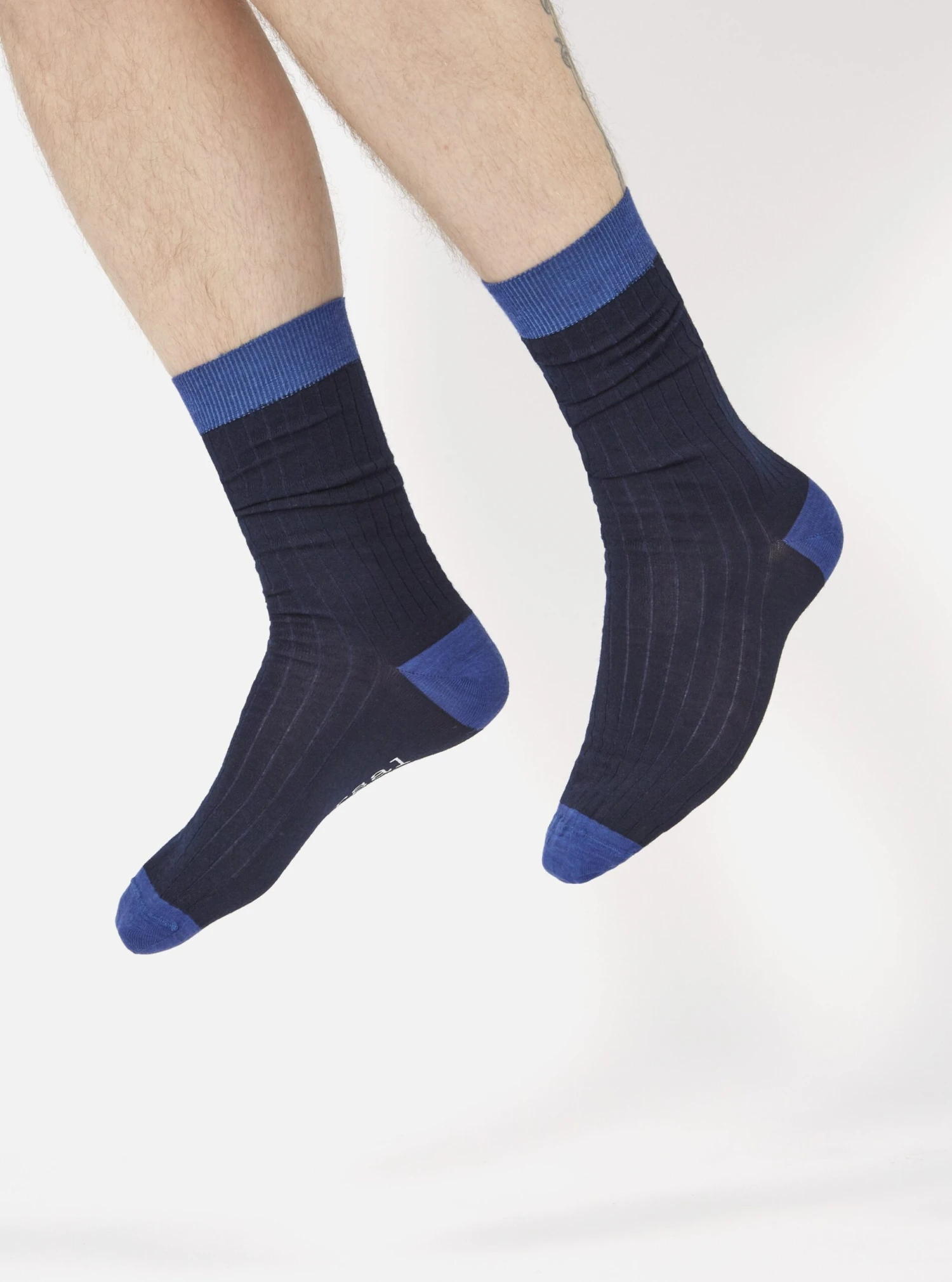 Universal Works Merino Classic Sock In Navy Merino - Image 2